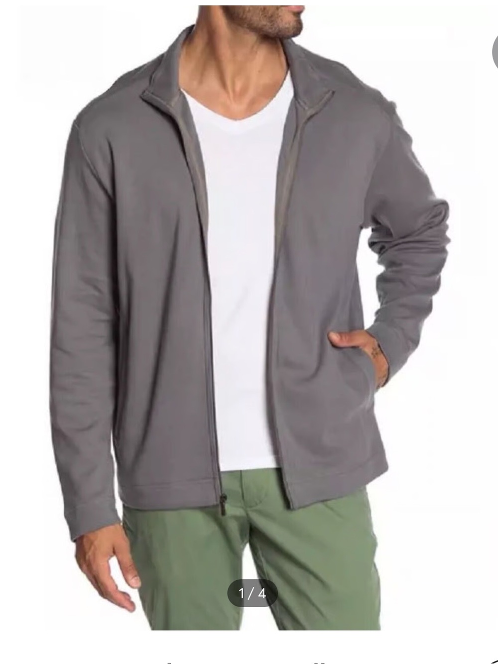 Tommy Bahama Ravello Jersey Full Zip Cotton Charcoal Gray Size Large